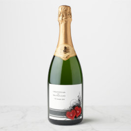 ハートとスクロール スパークリングワインラベル