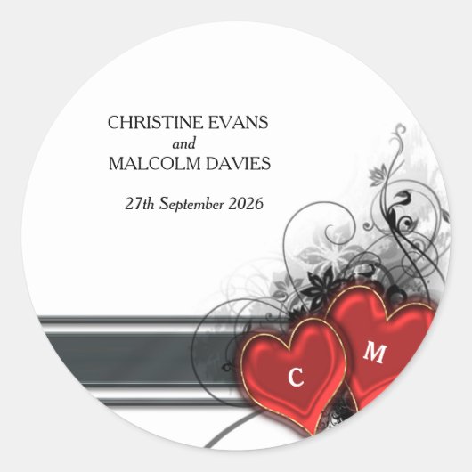 ハートとスクロール ラウンドシール (正面)