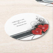 ハートとスクロール ラウンドペーパーコースター (アングル)