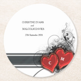 ハートとスクロール ラウンドペーパーコースター