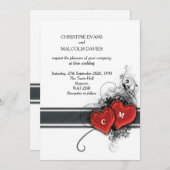 ハートとスクロール 招待状 (正面/裏面)