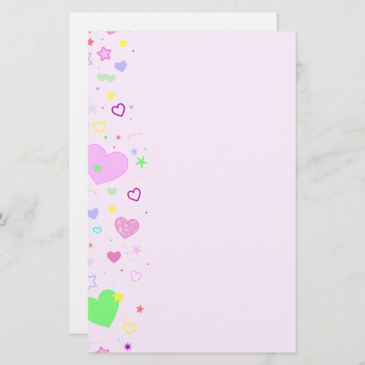 ハートとスターデザイン 便箋 (正面/裏面)
