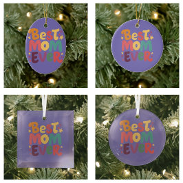 ハートとスター最高のマ・エバー セラミックオーナメント