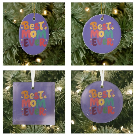 ハートとスター最高のマ・エバー セラミックオーナメント