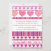 ハートとストライプパーティの招待状 招待状 (正面)