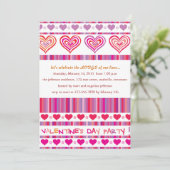 ハートとストライプパーティの招待状 招待状 (スタンド正面)
