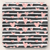 ハートとストライプ コースター (正面)