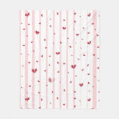 ハートとストライプ フリースブランケット (正面)