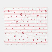 ハートとストライプ フリースブランケット (正面(横))