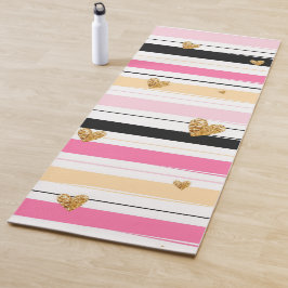 ハートとストライプ ヨガマット