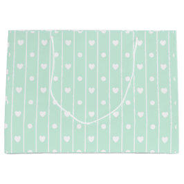 ハートとストライプ ラージペーパーバッグ