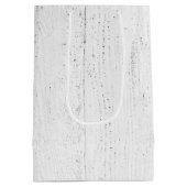 ハートとターコイズリボンを白く塗った木材 ミディアムペーパーバッグ (裏面)