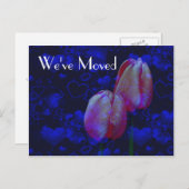 ハートとチューリップ新しい住所フローラはがき 案内ポストカード (正面/裏面)