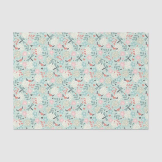 ハートとトンボかわいらしフローラ 薄葉紙 (正面)