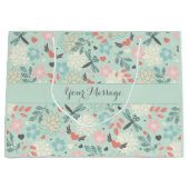 ハートとトンボ類のかわいらしフローラ ラージペーパーバッグ (正面)