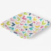 ハートとドットのドードルスタイル ペーパープレート (傾斜あり)