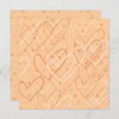 ハートとドットの背景、招待 招待状 (正面/裏面)