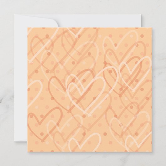 ハートとドットの背景、招待 招待状 (正面)