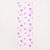 ハートとドットパターンピンク色 ヨガマット (正面)