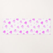 ハートとドットパターンピンク色 ヨガマット (正面(横))
