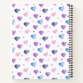 ハートとドット水彩ピンクブルーパープル ノートブック (裏面)