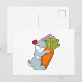 ハートとニンジンを持つウサギ ポストカード (正面/裏面)