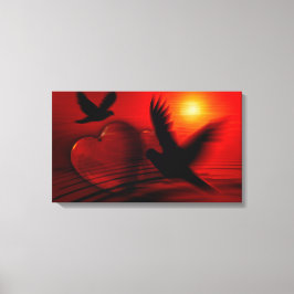 ハートとハト キャンバスプリント