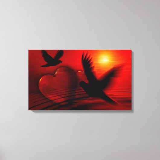 ハートとハト キャンバスプリント (正面)