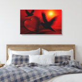 ハートとハト キャンバスプリント (インサイチュ (寝室))