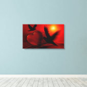 ハートとハト キャンバスプリント (インサイチュ (ウッドフロア))