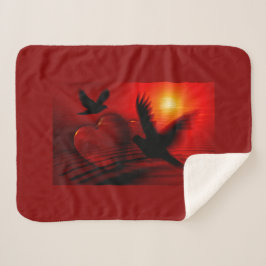 ハートとハト シェルパブランケット