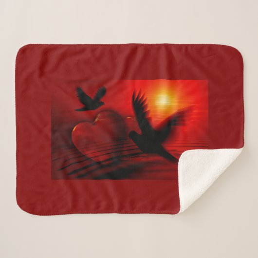 ハートとハト シェルパブランケット (正面(横))