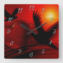 ハートとハト スクエア壁時計