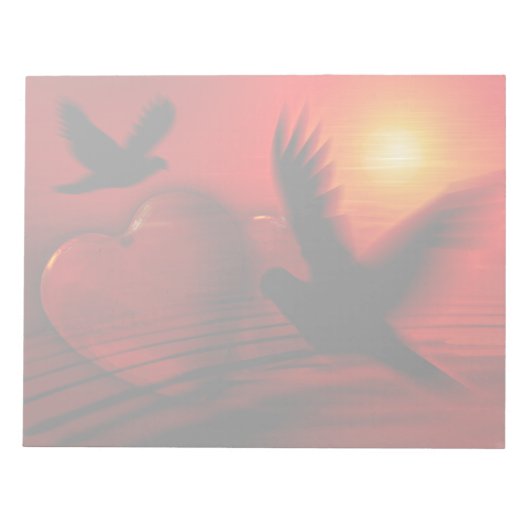 ハートとハト ノートパッド (正面)