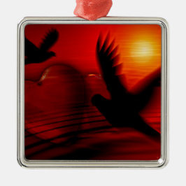 ハートとハト メタルオーナメント