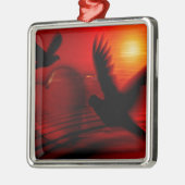 ハートとハト メタルオーナメント (左)