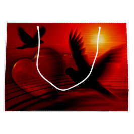 ハートとハト ラージペーパーバッグ