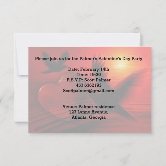 ハートとハト 招待状 (裏面)