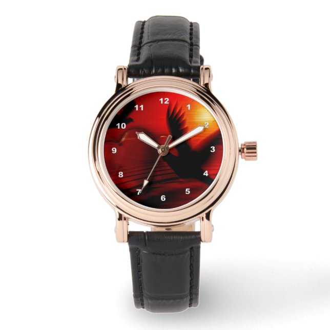 ハートとハト 腕時計 (正面)