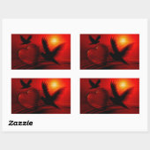 ハートとハト 長方形シール (シート)