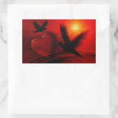 ハートとハト 長方形シール (バッグ)