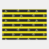 ハートとハニカム柄のラッピングのミツバチ ラッピングペーパーシート (正面3)