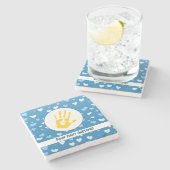 ハートとハンドプリントダウン症候群認識度 ストーンコースター (横)