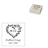 ハートとハート結婚モノグラムデザイン ラバースタンプ (押印)