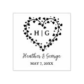 ハートとハート結婚モノグラムデザイン ラバースタンプ (インプリント)