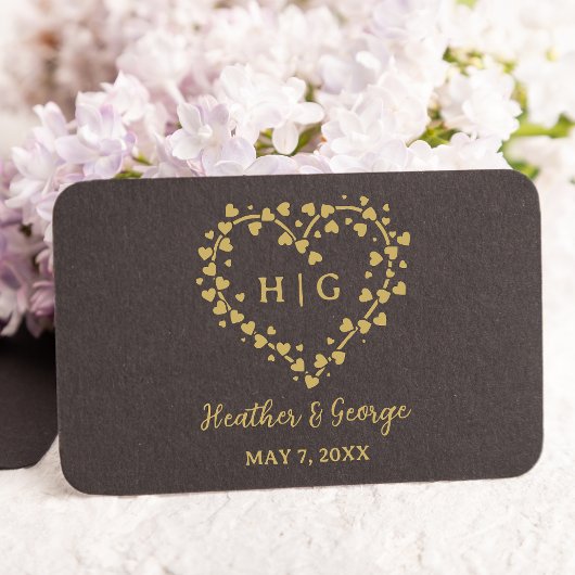 ハートとハート結婚モノグラムデザイン ラバースタンプ