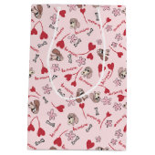 ハートとバスセットハウンズパターンデザイン ミディアムペーパーバッグ (裏面)