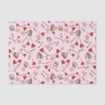 ハートとバスセットハウンズパターンデザイン