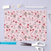 ハートとバスセットハウンズパターンデザイン 薄葉紙 (クラフト)