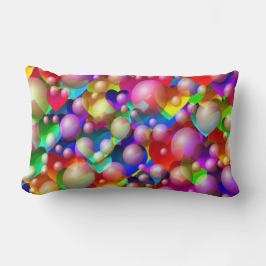 ハートとバブルの装飾用クッション ランバークッション (正面)